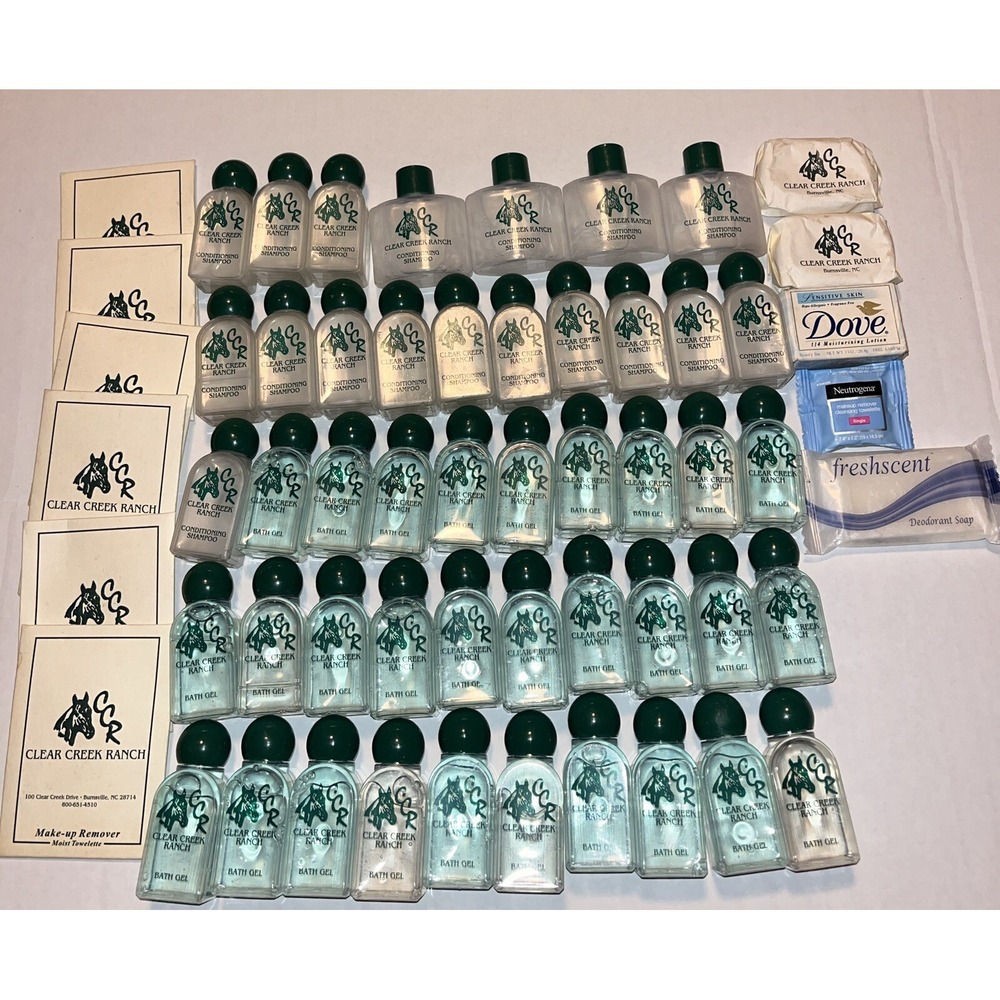 Travel‎ Toiletries Shampoo Conditioner Lotion Soap, Clear Creek Ranch Lot of 58